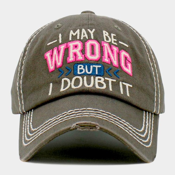 Distressed Denim Ball Cap, I May be Wrong but I Doubt It Vintage Baseball Cap - Picture 2 of 5